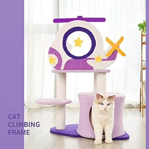 Fzyuan Авион-форма на мачки кула за мачки во затворен простор, модерни високи мачки дрвја со гребење на места и замок за мачки, центар за активности