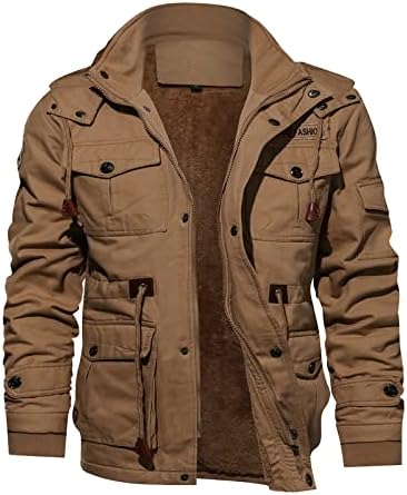 ADSSDQ Менс -бомбардерска јакна, одење со долг ракав зимски долг ветерник мажи модерна цврста боја дебела V вратот палта17