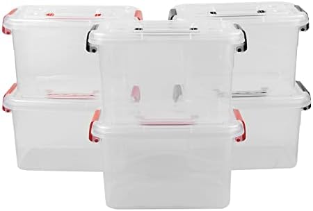 Анберс 5 Квартни Пластични Канти Со Капак, Кутија За Складирање За Заклучување, 6 Пакувања