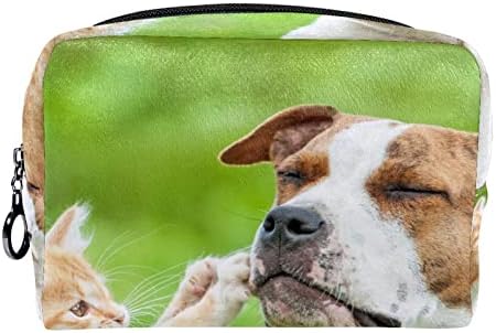 Мала Торба За Шминка, Патент Торбичка За Патување Козметички Организатор За Жени И Девојки, Прекрасни Животни Мачка И Куче