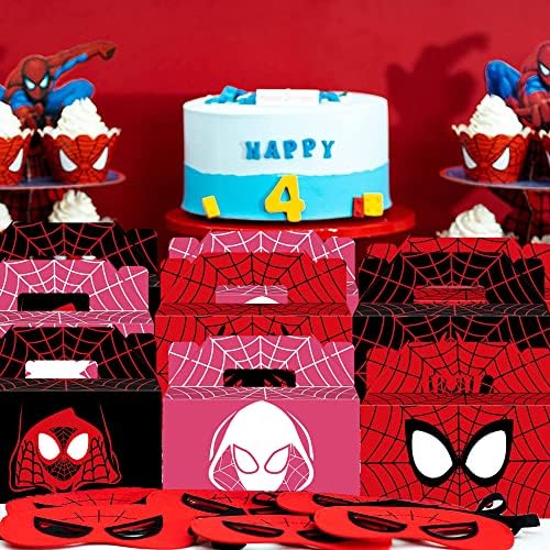 Yizeda 18 парчиња пајак за роденденска забава за роденденски кутии пајак херој забава бонбони кутии за подароци милји Моралес Гуди