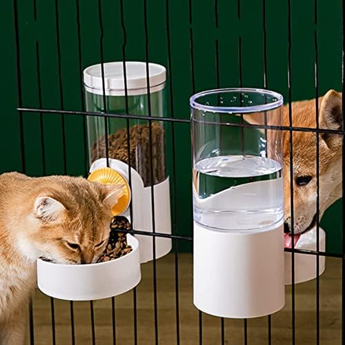 Puovez Dog Cage Автоматски фидер за одгледувачница, кафез за миленичиња суспендирана вода, дистрибутер за храна и вода што виси чинии,