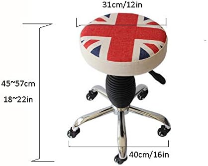 Постојана столица канцеларија на тркалото ， столче кујна со бело PU синтетичко кожно седиште ， прилагодлива висина 45-57 см