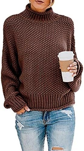 Nokените џемпери на Nokmopo за есен и зимски дами моден џемпер цврста боја висока вратот тенок дно плетен џемпер