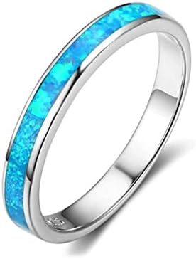 Сребрен позлатен скапоцен камен за венчавки за венчавки прстен на женски опални прстени, создадете сино оган опасен прстен на палецот