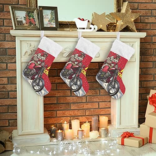 Алаза Божиќни чорапи Санта Клаус Мотоцикл Класик Персонализирани големи декорации за порибување за семејни празнични сезони за забави Декор