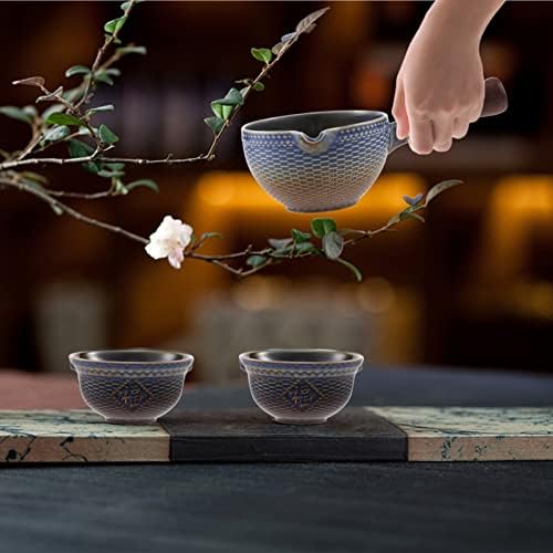 Хемотон Кинески чај сет кинески чај порцелан Кинески Гонгфу чај сет мал керамички чајник со чај од 360 степени ротација чај чај церемонија