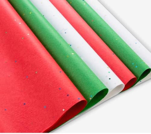 Божиќна Ткивна Хартија За Торби За Подароци 100 Листови | Црвени Зелени И Бели Божиќни Чаршафи-Блескави Шарени Сјајни Божиќни