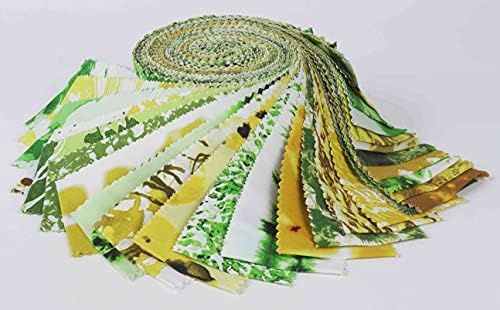 Соимои 40 парчиња Вратоврска Боја Печатење Памучни Пресечени Ткаенини за Ватирање Занаетчиски Ленти 2, 5х42 инчи Желе Ролна-Зелена