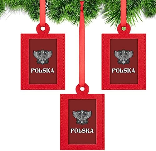 Полска знаме со полски орел мини Божиќна рамка за слики, се чувствуваа висечки фото рамки за забавни подароци за венчавки за одмор