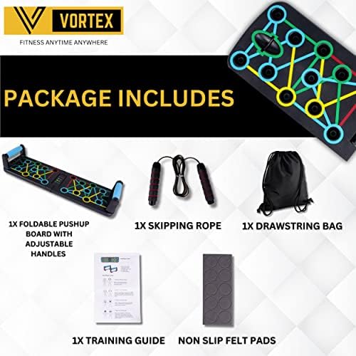 Одбор за притискање - Vortex Sport 9 во 1 преносна табла за поттикнување, прилагодлив мултифункционален систем за притискање на бар,