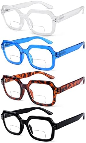 Очила за бифокално читање со 4-пакети за жени со голема рамка би-фокални читатели