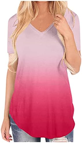 DGQPLPD блуза за жени блузи за жени мода за жени Shirred V-врат маица