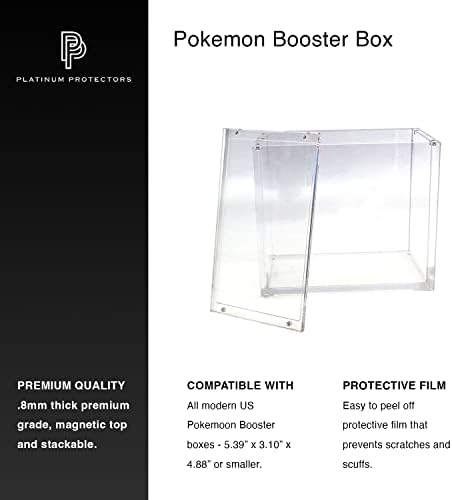 Case Viturio Display Case компатибилен со Pokemon Booster Box Magnetic Top Clossure Premium Acrylic UV заштита