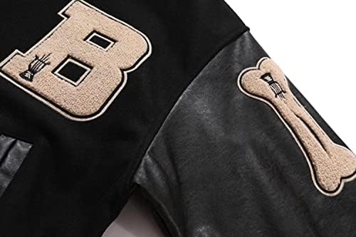 Машка варсити бејзбол јакна зашиена кожа унисекс улична облека гроздобер буква за печатење палта