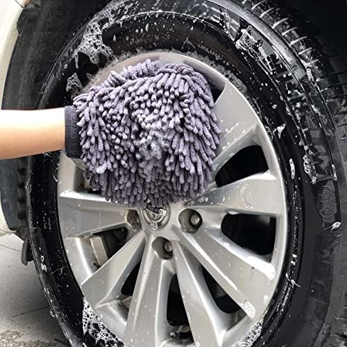 Wontolf Car Mass Brush со долга рачка Chenille Microfiber Car Wash Mop Mitt Mitt 15-степени криви за чистење на автомобили за чистење
