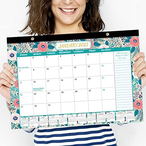 Календар за биро 2022 - 18 месеци од јули 2022 до декември 2023 година, 17 x 11,5 инчи академски биро календар со аголни заштитници за