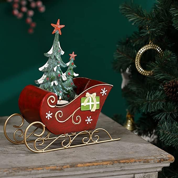 11.2 W Божиќна санки Декорација Метал Божиќ со салски центри за украси за украси за украси за домашни маси