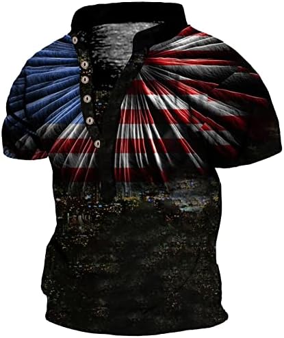 Руируилико Менс патриотски маички 4 -ти јули Америка знаме 2023 летни кратки ракави кошули удобни лабави вклопувани графички врвови