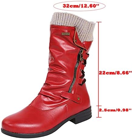 Womenенски чизми гроздобер зимски патент со средно-телевизиски чизми на чевли за гроздобер дами