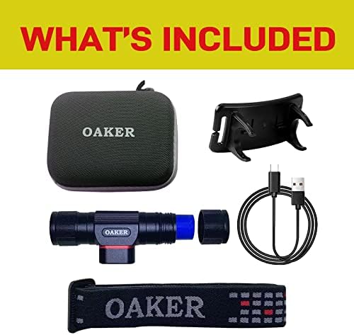 Oaker XP100S за полнење на фаровите 1100 лумени, 5 светлосни режими водоотпорни предводени предводници USB-C порта за полнење, прилагодлива лента за глава, магнетна основа, с?
