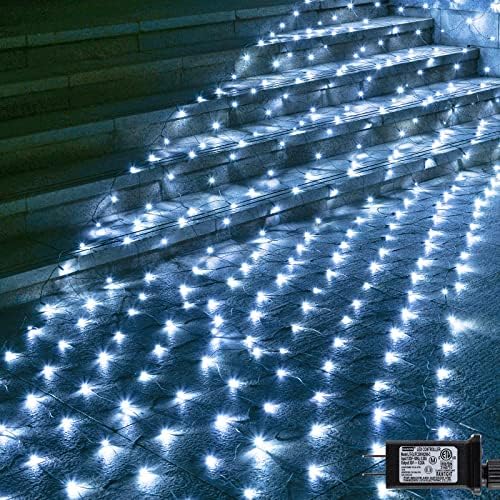 360LED мрежни светла, 21ft x 5ft Connectable Christmas Outdoor String Mesh Lights со мемориска функција, 8 режими водоотпорни самовила
