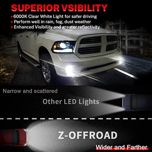 Z - Offroad Нова Верзија LED Светла За Магла Компатибилни Со Dodge Ram Меморија 1500 2013 2014 2015 2017 2018 Браник Возење