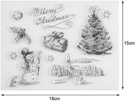 Божиќен печат на Самфокс, Божиќно дрво Силиконски чист печат за печатење албум за домашни украси дома