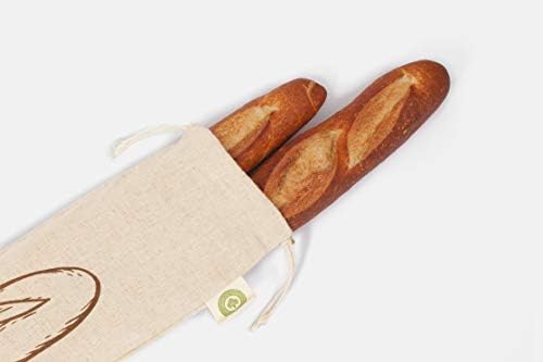 Ленени Кеси за леб за повеќекратна употреба-Комплет од 2 Платнени Кеси За Леб за Багет - Кеси За Складирање Леб Од Багет Со