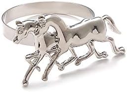 QTKJ легура дома сребрени коњи прстен за салфетка од 6 салфетки за свадба, забави, вечери, Божиќ, празници