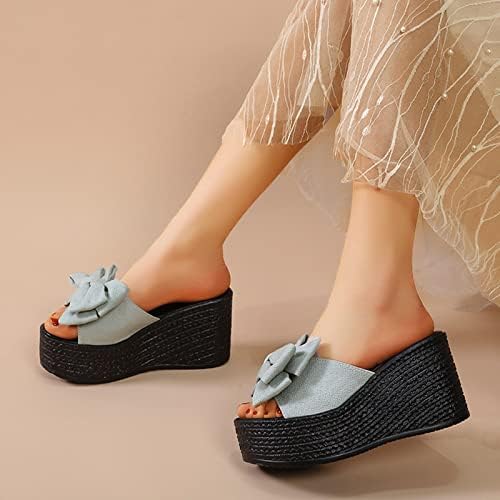 Платформа за лакови за уста модни папучи дами ткаени пета клинови случајни рамни отворени сандали за жени сандали за жени