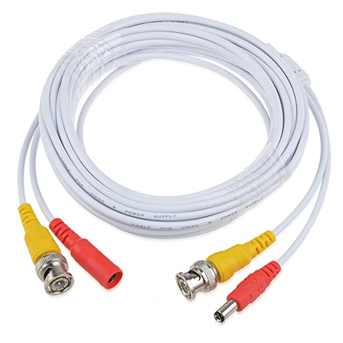 Kybate White 65ft BNC Продолжен кабел за видео/ноќен кабел на Swann WMT-RB ден/ноќна камера