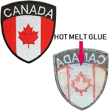 2 компјутери Канада Шилд Патче за знамето извезено Апликација на шиење на шиење на канадски јавор лист штит Национален амблем лепенка за јакни фармерки Jerseyерси вел