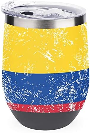 Колумбија Ретро Знаме Кафе Кригла 12 МЛ Нерѓосувачки Челик Пијалок Чаша Тамблер Со Капаци Патување Подарок Дизајн