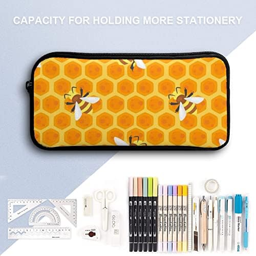 Yellowолти пчели со молив со молив, канцелариски пенкало, преносен подарок за торбичка за складирање на шминка