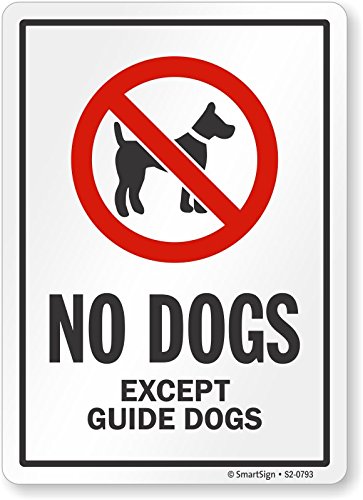 Паметна етикета „Нема кучиња освен водичи кучиња“ | 7 x 10 ламинат винил