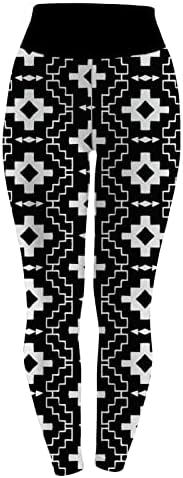Сини јога панталони за жени жени племенски стил печатени хеланки високи панталони за јога од црна пламен за жени