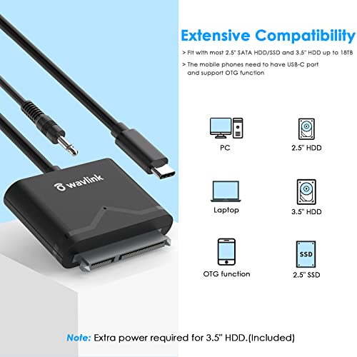 SATA ДО USB C Адаптер Кабел, USB ДО SATA III Хард Диск Конвертор, Надворешен Конектор за 2.5 3.5 SSD/HDD, Поддршка UASP, Трим, S. M.