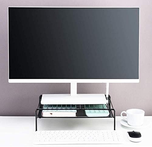 Компјутерски лаптоп ТВ монитор штанд, метал монитор за мирување, за организатор за складирање на бирото 2 нивоа