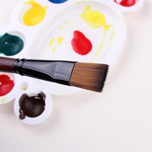 Twdyc 6pcs/Поставете рамна четка најлон коса дрвена акварел акрилно масло четка за бои постави за цртање на сликање занаетчиски материјали