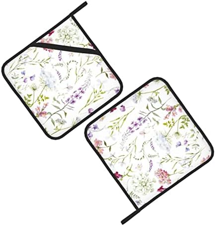 Обоена цветна шема 2 држачи за садови за кујни за отпорни на кујнски држачи за тенџере поставуваат држачи за садови за садови за