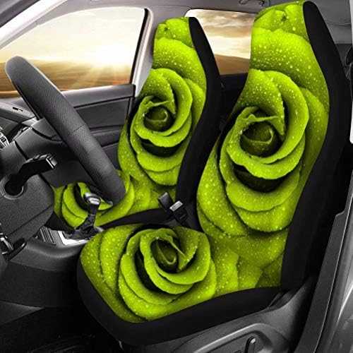 Афпанц се седиште за автомобили, зелени рози печатени предни седишта заштитници за заштита на автомобили, заштитете на седиштето,