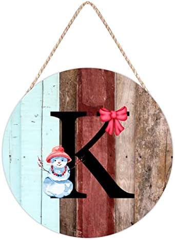 Среќен Божиќен монограм Дрво врата знак розово лак за снежни монограми буква l дрво закачалка плакети, минималистички а-z 26