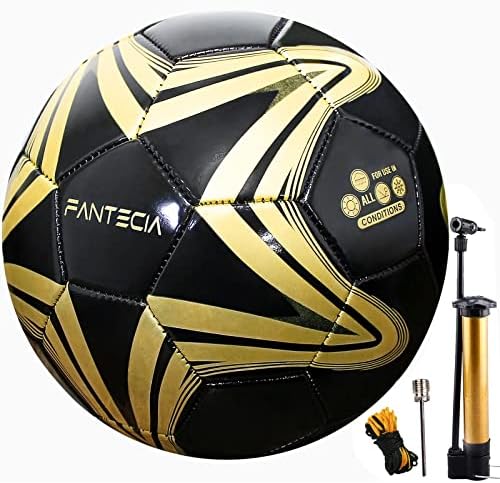 Fantecia Unisex Size 5 Soccer топка, официјална тежина на тежината Futsal топка, професионална фудбалска топка на отворено/затворено