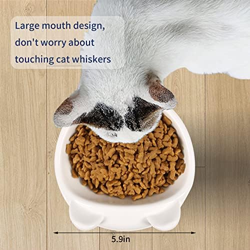 Rexinchen Подигнати чинии за мачки против повраќање, одгледувани чинии за храна за мачки, керамички чинии за мачки за заштита на 'рбетот,