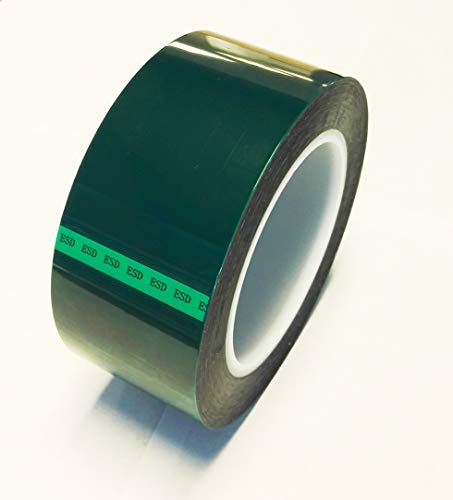 Бертех ЕСД лента, 3 инчи x 72 јарди, зелен, полиестерски филм со силиконо лепило