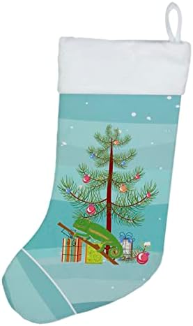 Богатства на Каролина CK4540CS Камелеон Среќен Божиќ Божиќно порибување, камин што виси чорапи Божиќна сезона забава Декорации