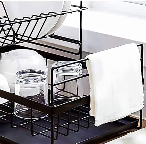 Лавици за садови за садови Amayyalwj со решетката за сушење на садови со дренажа, кујнски светлосен дејствински прибор за складирање