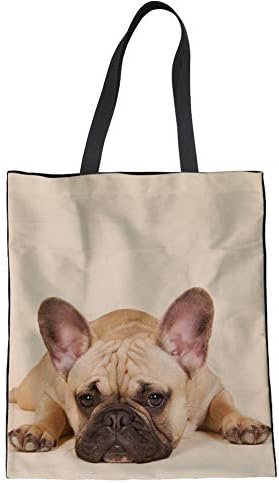 Колоранимална женска платно рамо чантата симпатична торба за животинско куче печатено торба за тота