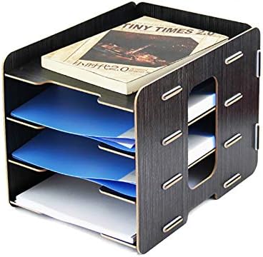 & Кабинет датотека J-File, дрвена датотека на десктоп, 4 слоја на креативни канцелариски материјали, повеќеслојни држачи за чување на книги за складирање на книги, за к?
